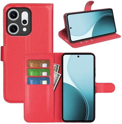 MobyDefend Hoesje - Geschikt voor Oppo Reno14 - Kunstleren Wallet Book Case (Sluiting Voorkant) - Rood