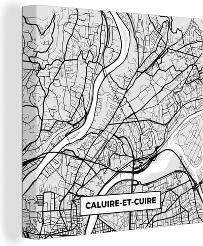 Canvas Schilderij Kaart - Stadskaart - Frankrijk - Caluire-et-Cuire - Plattegrond - 20x20 cm - Wanddecoratie