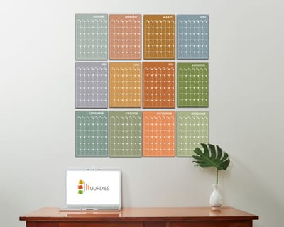 Grote maandelijks muurplanner A3 - Wandkalender - Planner - Eeuwigdurend ongedateerde muurplanner - Maandagstart