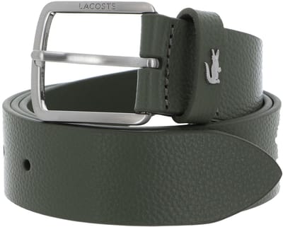 LACOSTE Leren Riem Elegance Grained Leather Belt W85 Kaki Donkergroen