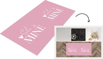 Keukenloper - Loper keuken - 'She is mine' - Quotes - Spreuken - Roze - 120x60 cm - Keukenloper vinyl