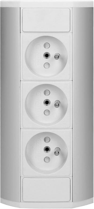 Meubelcontactdoos Stopcontact 3x2P+Z - Wit en Zilver