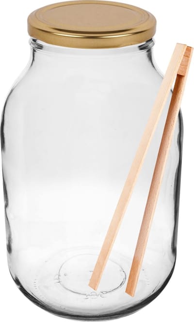 Glazen Pot 3 liter -inclusief deksel & houten tang -Glazenpot - pot