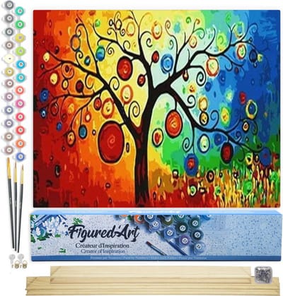 Figured'Art Schilderen op Nummer Volwassenen canvas Hangende lantaarns - Handwerk acrylverf Kit DIY Compleet - 40x50cm met DIY houten lijst