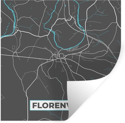 Muurstickers - Sticker Folie - Stadskaart – Grijs - Kaart – Florenville – België – Plattegrond - 100x100 cm - Plakfolie - Muurstickers Kinderkamer - Zelfklevend Behang XXL - Zelfklevend behangpapier - Stickerfolie
