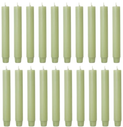 Rustik Lys chique mooie dinerkaarsen pak van 20 stuks 2.6 x 18 cm in de kleur Sage