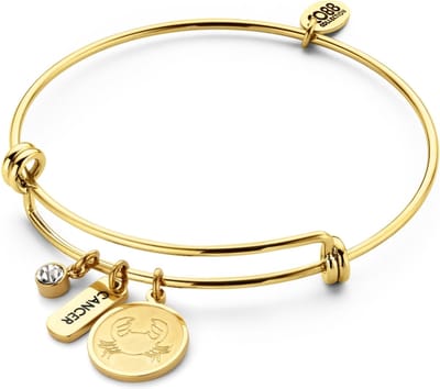 CO88 Collection Zodiac 8CB-90285 Stalen Armband met Hangers - Sterrenbeeld Kreeft - One-size - Goudkleurig