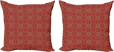 ABAKUHAUS Oosterse decoratieve kussenhoes, 2-pack, modern accentdesign, dubbelzijdige digitale print, 45x45 cm, vermiljoen camel en tan