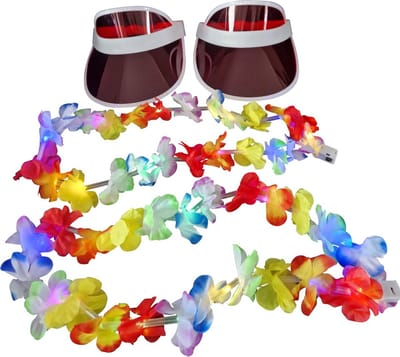 Toppers 2026 - Tropicana - Festival - 2x led Hawaii slinger krans - 2x - zonneklep - rood