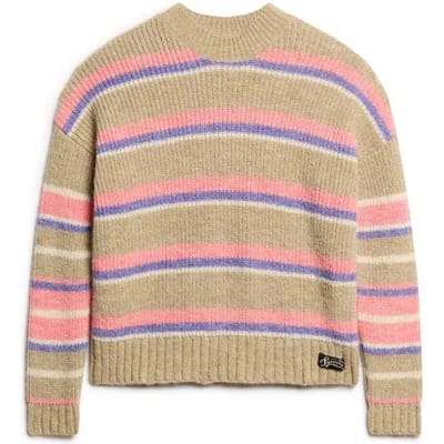 Superdry Gestreepte Trui met Ronde Hals Bruin Grootte: 38