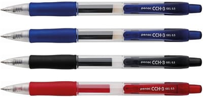Penac CCH3 - Gelpen - 2x Blauw - Rood - Zwart - 0.7 mm - 4 pack