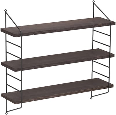 unho Zwevende Wandplank - 3 Tier Rustieke Zwevende Planken - Keuken Muur Opbergruimte - Verstelbare Muur Boekenplanken - Plantenplank Hout en Metaal - Muur Weergave Planken - voor Woonkamer Slaapkamer Keuken