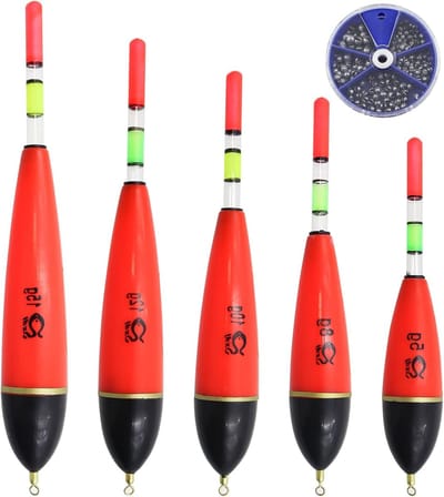 Dobbers voor vissen - Oplichtende drijvers - Draagbare hengeldobbers - Set van EVA-schuim - Snoek, baars, karpers - 5 stuks