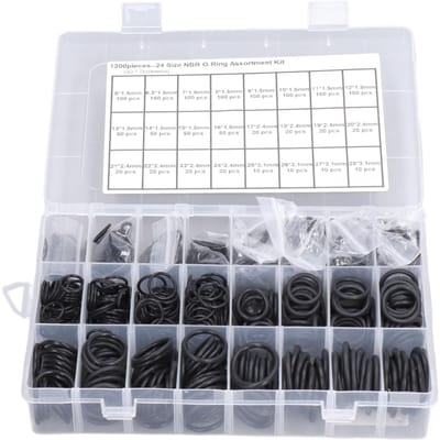 1200 stuks Nitrilrubberen afdichtingsring Diverse maten O-ringen Assortimentskit Zwart gray