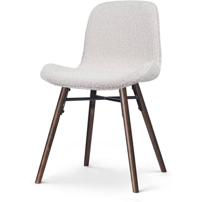 Nolon Nena-Fé Eetkamerstoel Bouclé Beige - Stof - Houten Poten - Walnoot Kleur