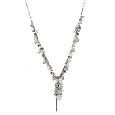 Behave - Lange ketting dames - Synthetische parels - Antraciet/Wit