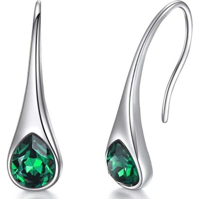 Trendy damesoorbellen in 3 kleuren, delicate zilverkleurige inleg, natuurstenen hangende oorbellen voor dames, perfect als huwelijks- of verlovingssieraad. groen