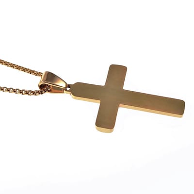 55cm Jacseron Ketting + Kruishanger Heren - Stalen Goudkleur
