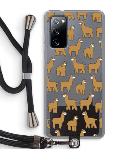 Case Company® - Hoesje met koord geschikt voor Samsung Galaxy S20 FE / S20 FE 5G hoesje met Koord - Alpacas - Telefoonhoesje met Zwart Koord - Bescherming aan alle Kanten en Over de Schermrand