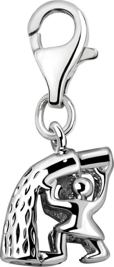 Quiges – Charm – Hanger - 3D Horoscoop Waterman - Verzilverd - karabijnslot - geschikt - voor - Bedelarmband - QHC159