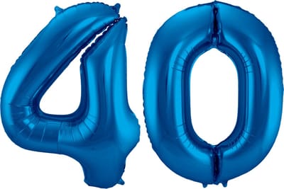 Ballon Cijfer 40 Jaar Blauw Helium Ballonnen Verjaardag Versiering Cijfer Ballon Feest Versiering Met Rietje - 86Cm