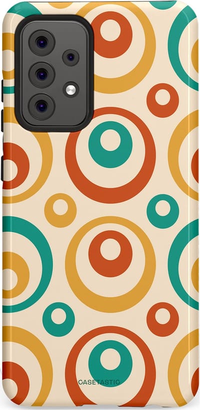 Casetastic hoesje geschikt voor Samsung Galaxy A52 (2021) 5G / Samsung Galaxy A52 (2021) 4G - Dubbellaagse bescherming - Bolletjes boogie - Fashion Case - Crème Terracotta Goud Turquoise