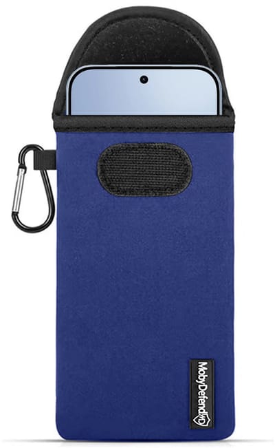 MobyDefend Hoesje - Geschikt voor Xiaomi 17T - Neopreen Pouch Met Karabijnhaak - Insteek - Riemlus - Blauw