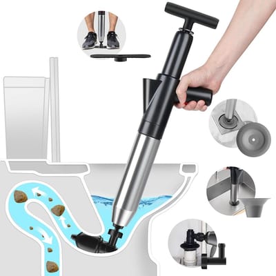 Toiletplunjer - Afvoer Ontstopper - Verstopping Verwijderen - Hogedruk Lucht - 254 cm - Zwart