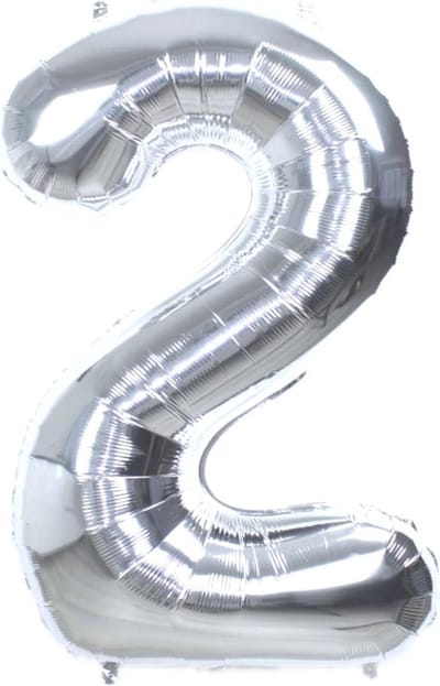New Age Devi - Feestelijk - Cijferballon - Folieballon - 70cm - Zilver - Cijfer 2 - Voor elke gelegenheid