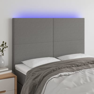 vidaXL - Hoofdbord - LED - 144x5x118/128 - cm - stof - donkergrijs