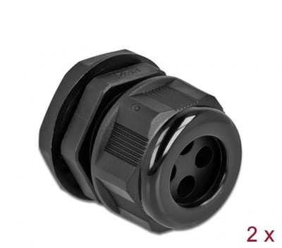 Kabelwartel PG21 voor ronde kabel met vier kabelinvoer zwarte 2 stuks