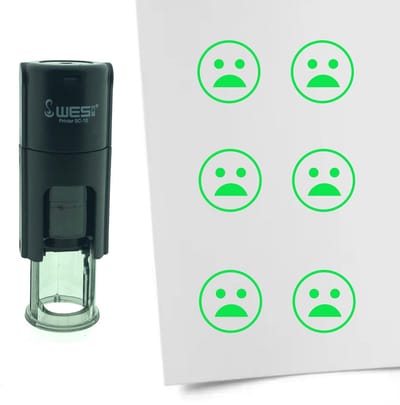 CombiCraft Stempel Smiley Geschokt 10mm rond - Groene inkt