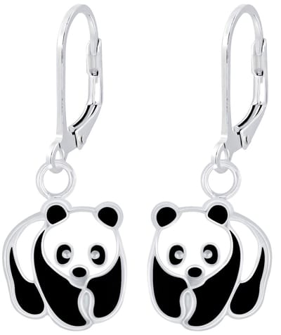 Joy|S - Zilveren Panda oorbellen - leverback sluiting