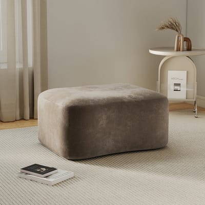 Fluwelen Poef - Bruine Hocker voor Modulaire Bank - Frameloze Velvet Ottoman - Lounge Zitelement - 96x69x45cm - Koppelbaar - Woonkamer Bruin
