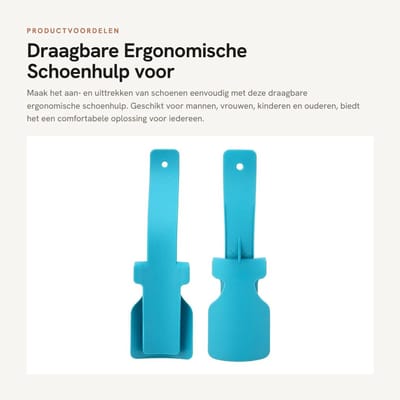 Dailygoods- Schoenhulp Draagbaar - Ergonomische Schoenlepel - Lang Handvat - Geschikt voor Mannen/Vrouwen/Kinderen - Ideaal voor Senioren - Gemakkelijk in Gebruik