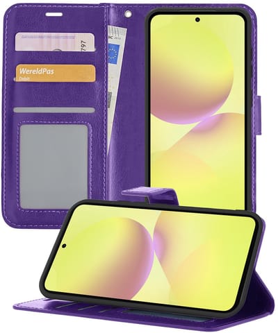 Hoesje - Met Pasjeshouder - Geschikt voor Samsung Galaxy A36 - Luxe Bookcase Portemonee - Flip Case - Kunstleer Book Case - Flipcase - Book Cover - Walletcase - Portemonneehoes - Telefoonhoesjes - Paars