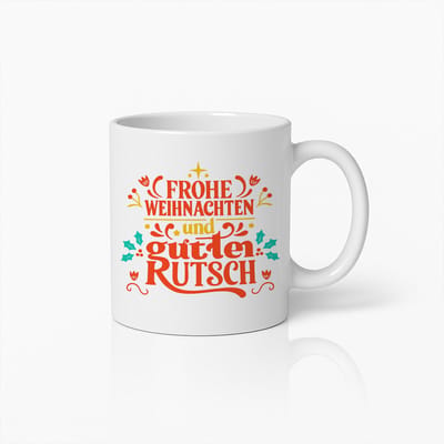 Frohe Weihnachten und Guten Rutsch Mok 330ml – Duitse Kerst Koffiebeker, Feestelijk Cadeau voor Vrienden en Familie