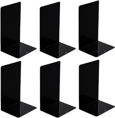 Dailygoods- Boekensteun Zwart - 12 Stuks - Stabiele Boekenhouder - Metalen Constructie - 19,5 x 13,2 x 10 cm - Duurzaam en Roestbestendig
