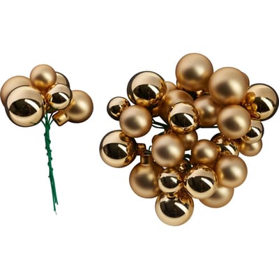 Kerstballen van glas op draad, 36 stuks, Ø 20 / 25 / 30 mm - helder Goud