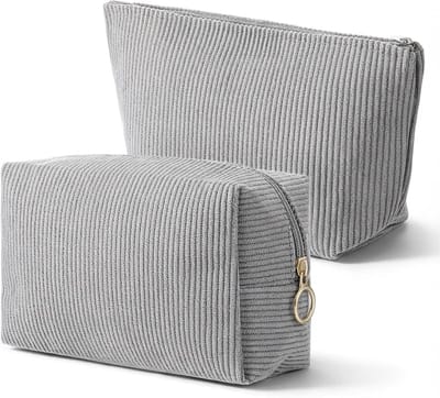 Kleine Cosmetica Tas Set van 2, Corduroy Make-up Reistas, Multifunctionele Organizer voor Vrouwen, Perfect voor Reizen en Dagelijks Gebruik