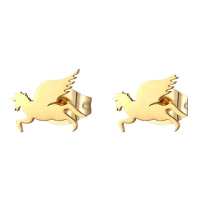 Aramat Jewels | Oorbellen | Unicorn Oorbellen - Stalen Betovering | Zilverkleurig-12x13mm | |10mm | | Kinderen, Volwassenen | Verkleurd niet