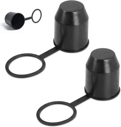 Famanu - Set van 2 trekhaakbeschermdoppen, zwart kunststof, universeel formaat