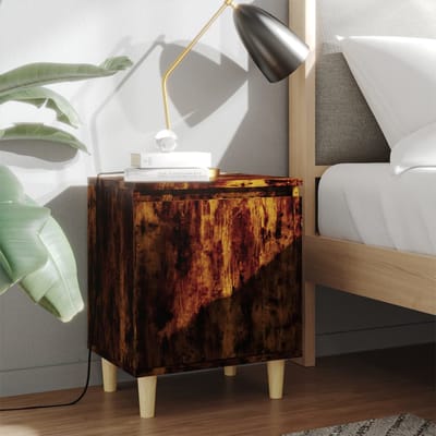 vidaXL - Nachtkastje - met - houten - poten - 40x30x50 - cm - gerookt - eikenkleurig
