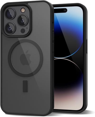 Ntech - Hoesje Geschikt voor iPhone 14 Pro Max Hoesje Mat Zwart – Transparant Bumper Hoes - Geschikt voor MagSafe hoesje iPhone 14 Pro Max – Slank & Schokbestendig