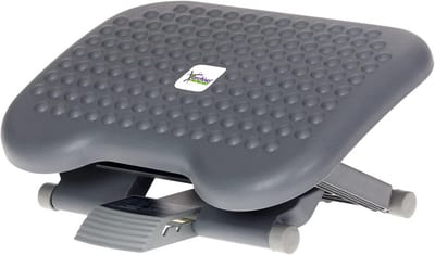 Ergonomische Voetensteun met Massagefunctie - Verstelbaar en Antislip - Grijs Voetenbankje