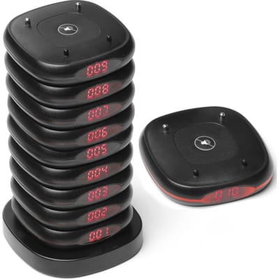 HENDI Restaurantpiepers – set van 10 – 3 meldingsmodi – bereik 500 m – ruimtebesparend opladen (uitbreidingsset)