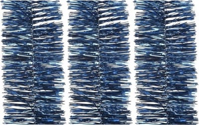 3x decoris kerstslinger-guirlande - donkerblauw - glanzend lametta - 270 cm