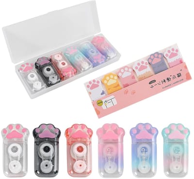 Schattige Correctietape Set van 6 Rollen, 6 m x 5 mm, Ideaal voor Kinderen, Studenten en Kantoorgebruik