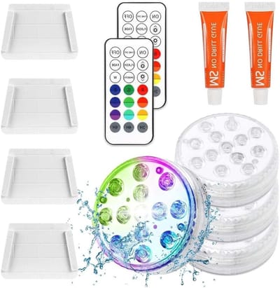 Verlichte LED Lichten voor Onderwatergebruik, 4 Stuks RGB Kleurveranderende Decoratie voor Zwembaden en Vijvers, Waterdicht en Energiezuinig