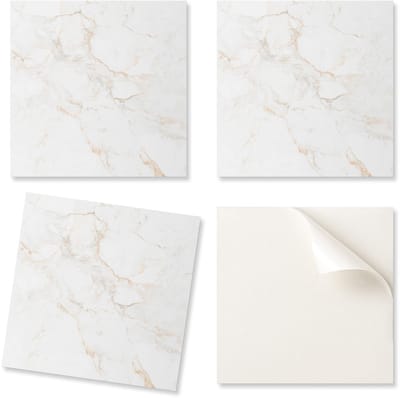 Set PVC-tegels met decoratie voor keuken of badkamer. Elegant marmerpatroon, 20x20x20 cm.